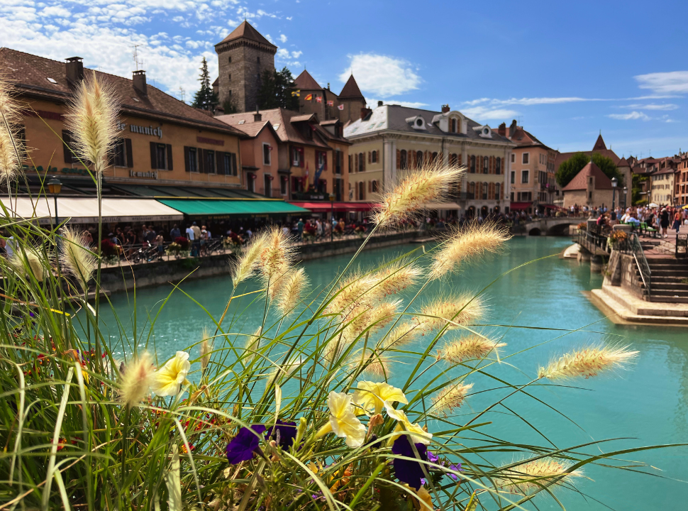 view of annecy city from a bridge