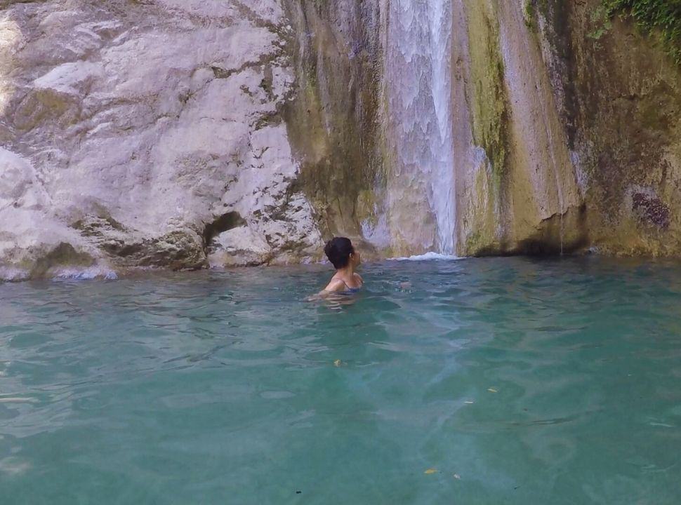 swimming at the waterfall lefkada