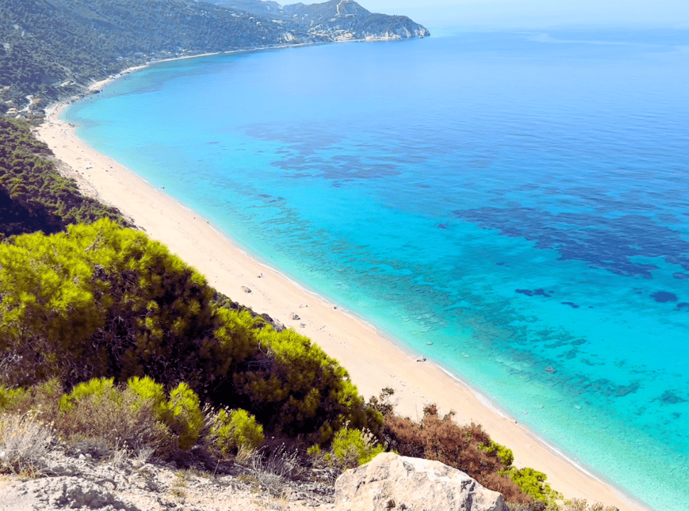 view from cliffs of pefkoulia beach