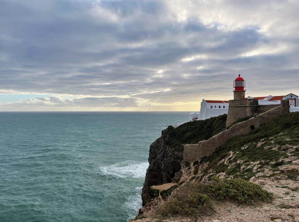 Cabo de San Vicente light tower by sunset