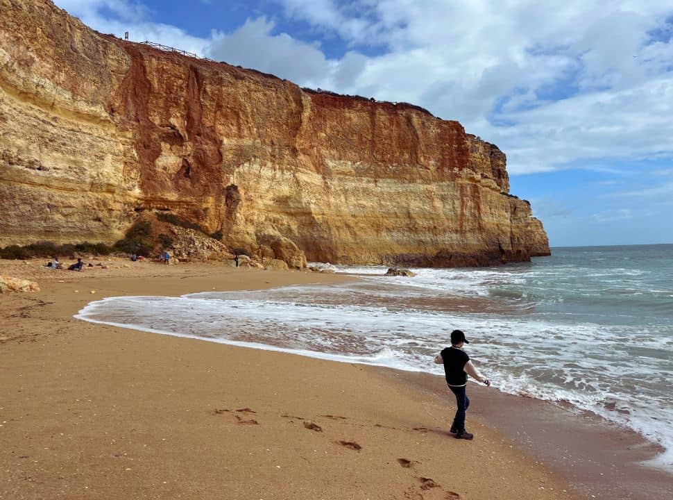 huge cliff at benagil beach portugal