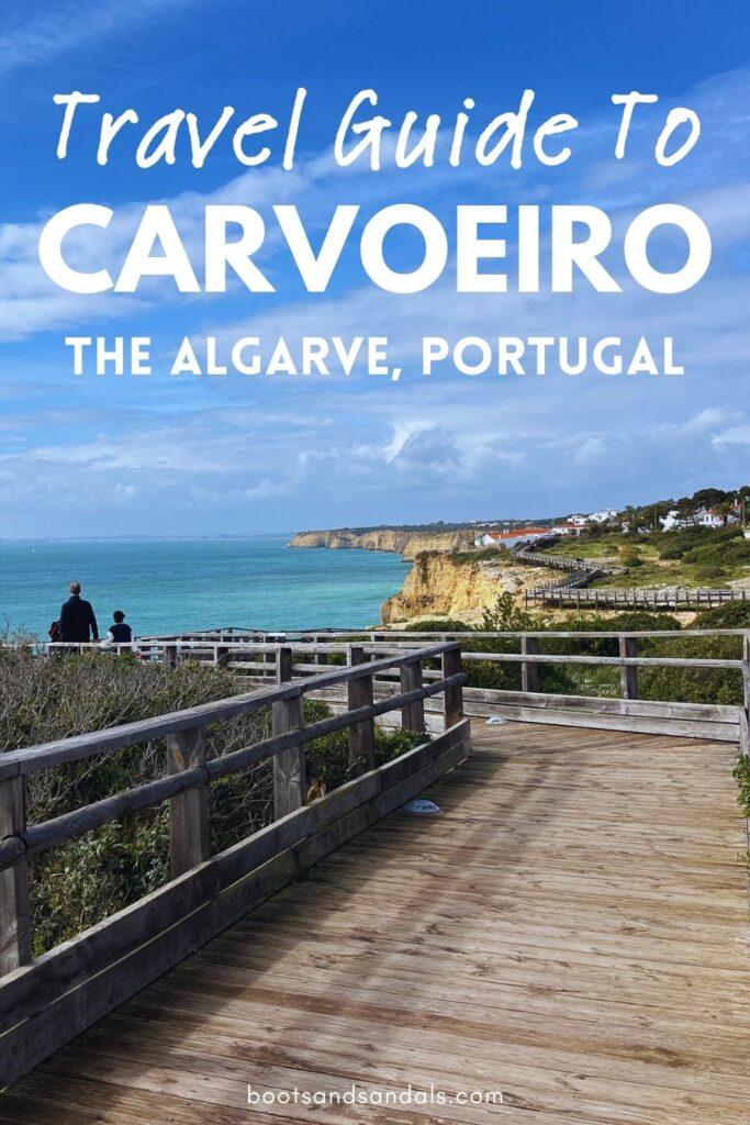 pin for pintrest carvoeiro with the text travel guide to carvoeiro the algarve portugal