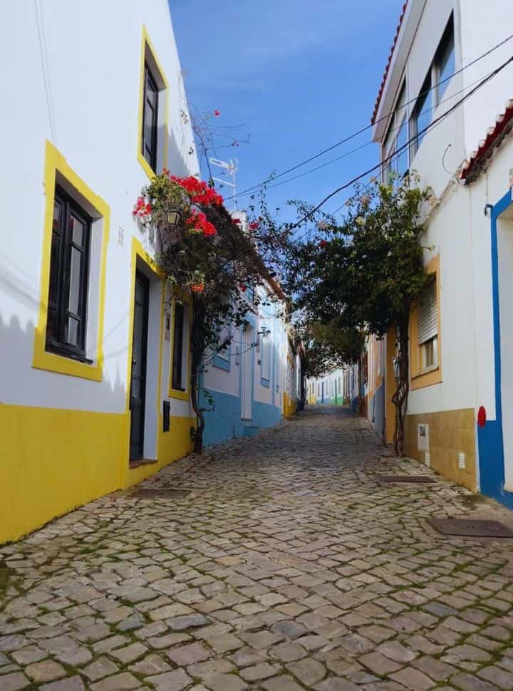 little streets with houses in various colours in ferregudo