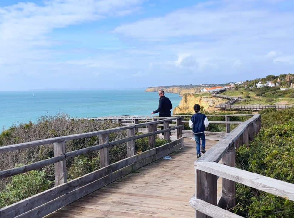 carvoeiro boardwalk set along the cliff edge connecting carvoeiro with a point nearby algar seco rock formations