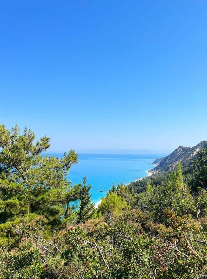 drive through the mountains of lefkada for views of the beach