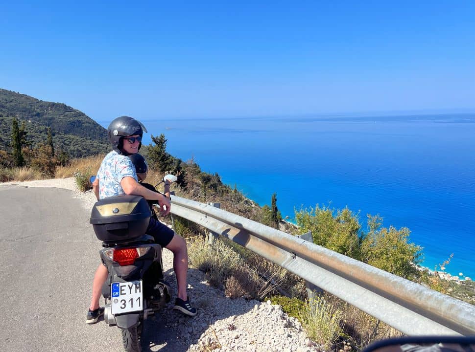 view of the ocean while heading to one of the beaches in lefkada