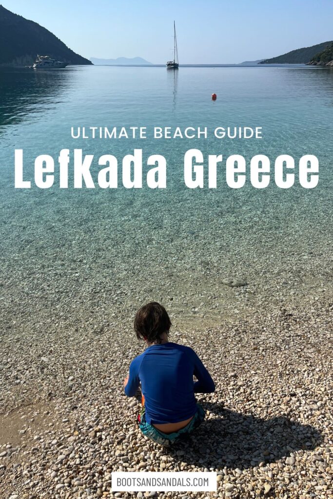 pintrest pin with the text ultimate beach guide lefkada greece