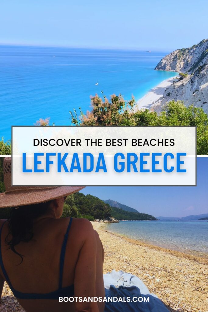 pinterest pin with the text disover the best beaches lefkada greece