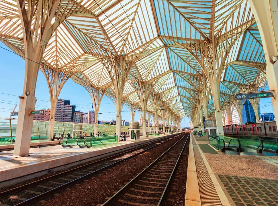 platform and tracks at Oriente in Lisbon