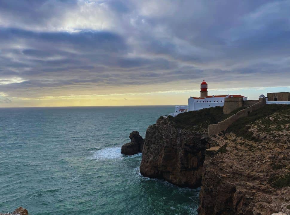 ocean view and the lighthouse at cabo de sao vicente the algarve portugal