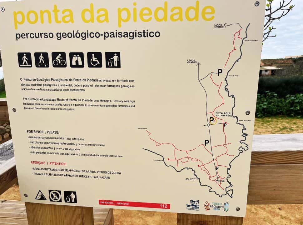map of the ponta da piedade trail