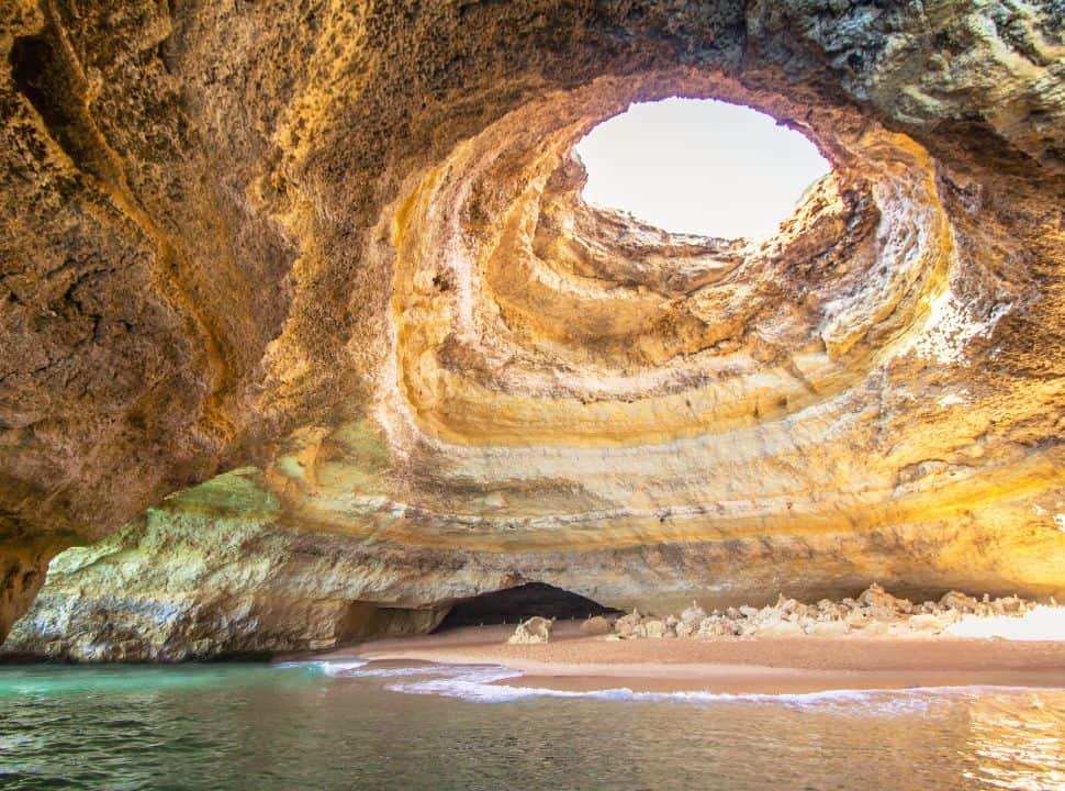 benagil cave from the inside