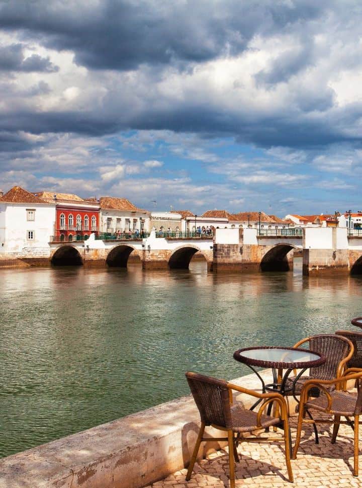 view from the river of the village tavira portugal