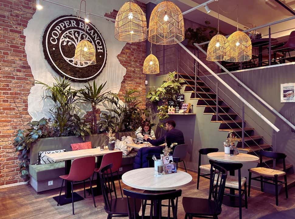 the interior of  vegan Copper Branch restaurant in Rotterdam