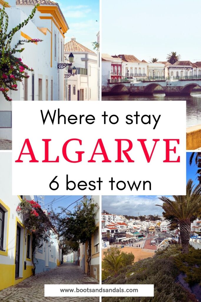 pintrest pin with the text where to stay in algarve 6 best town