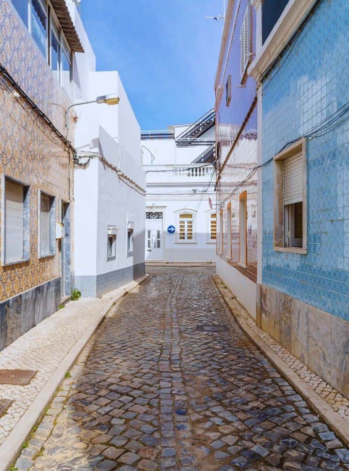 tiled houses in Olhão Portugal