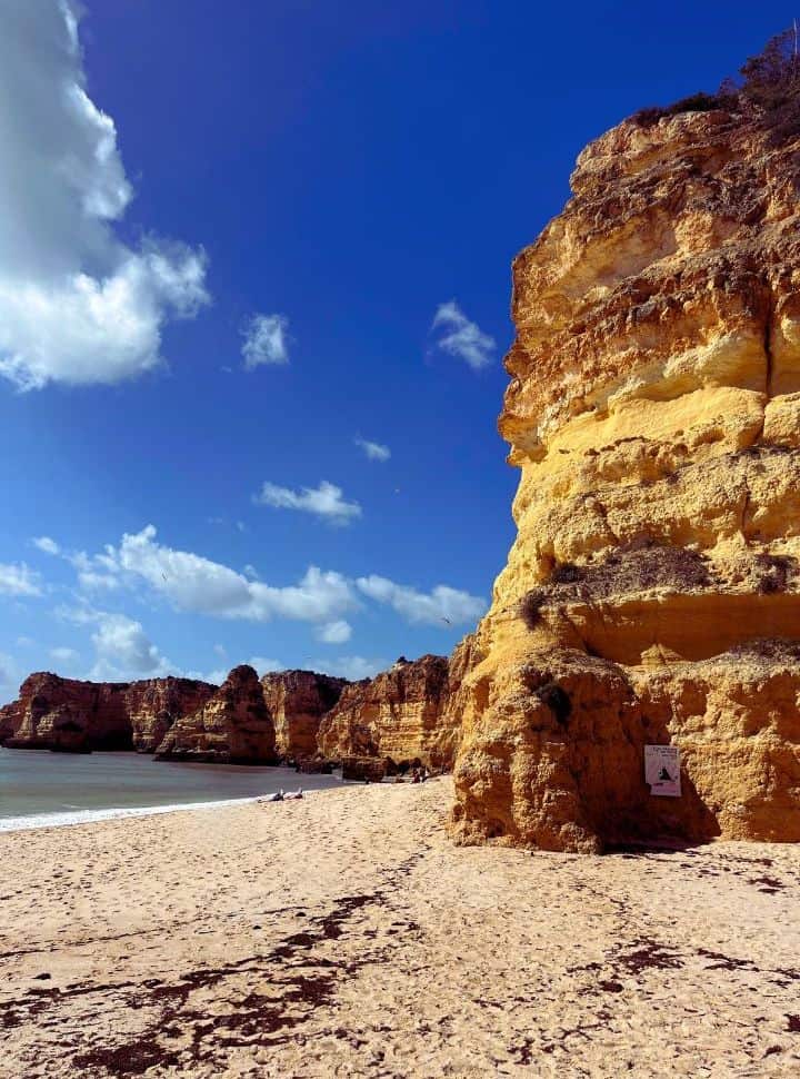high rock formations at Marinha beach the Algarve