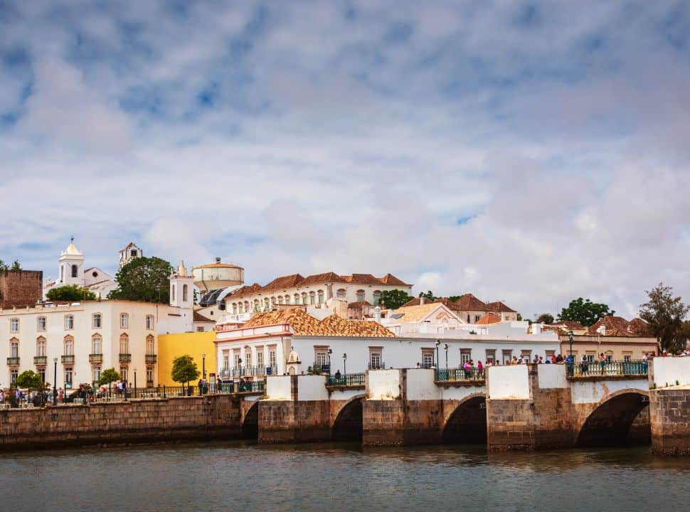 famous brdige in tavira connecting two parts of the town in Portugal