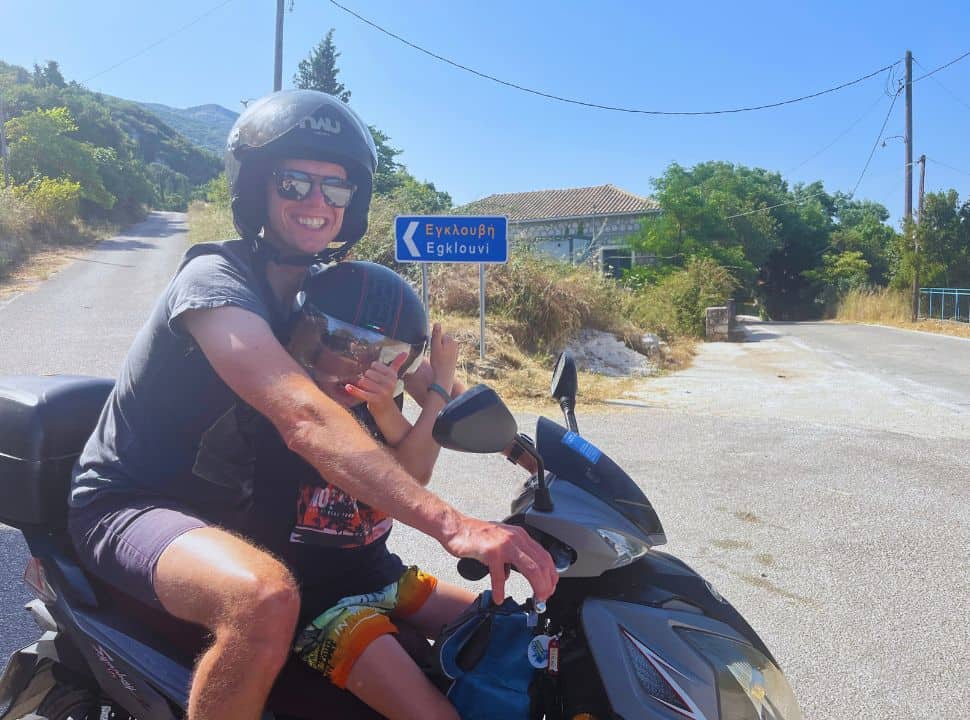 coming from the mountains of Lefkada by motorbike