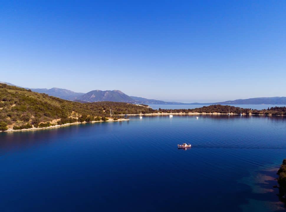 aerial view of a bay at Meganisi island Lefkada