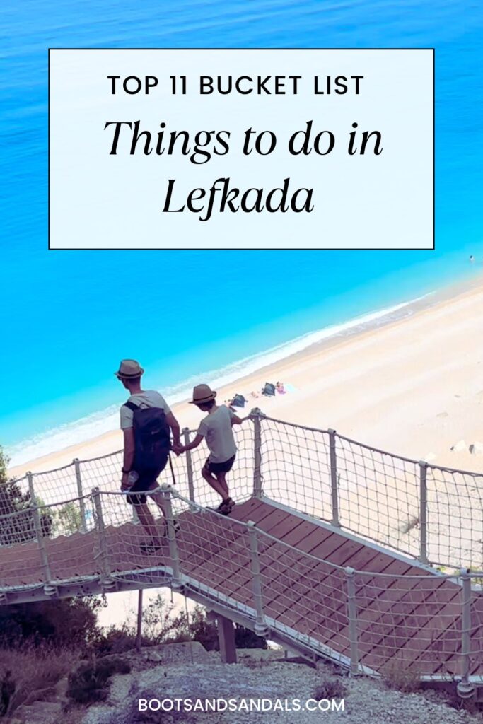 pin for pintrest with the text top 11 bucket list things to do in lefkada