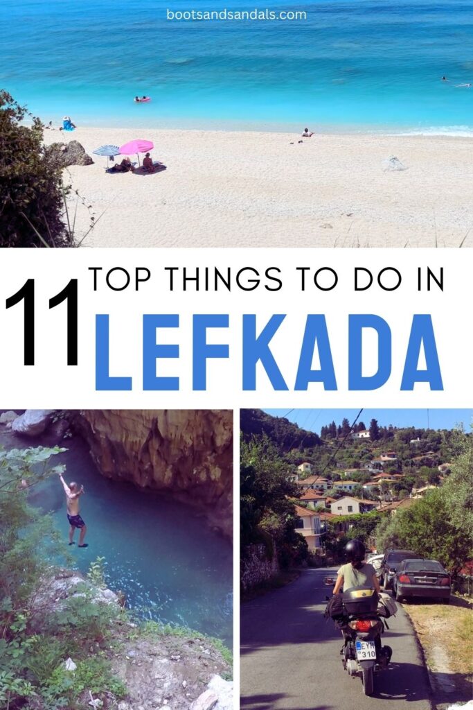 pin for pintrest with the text 11 top things to do in lefkada