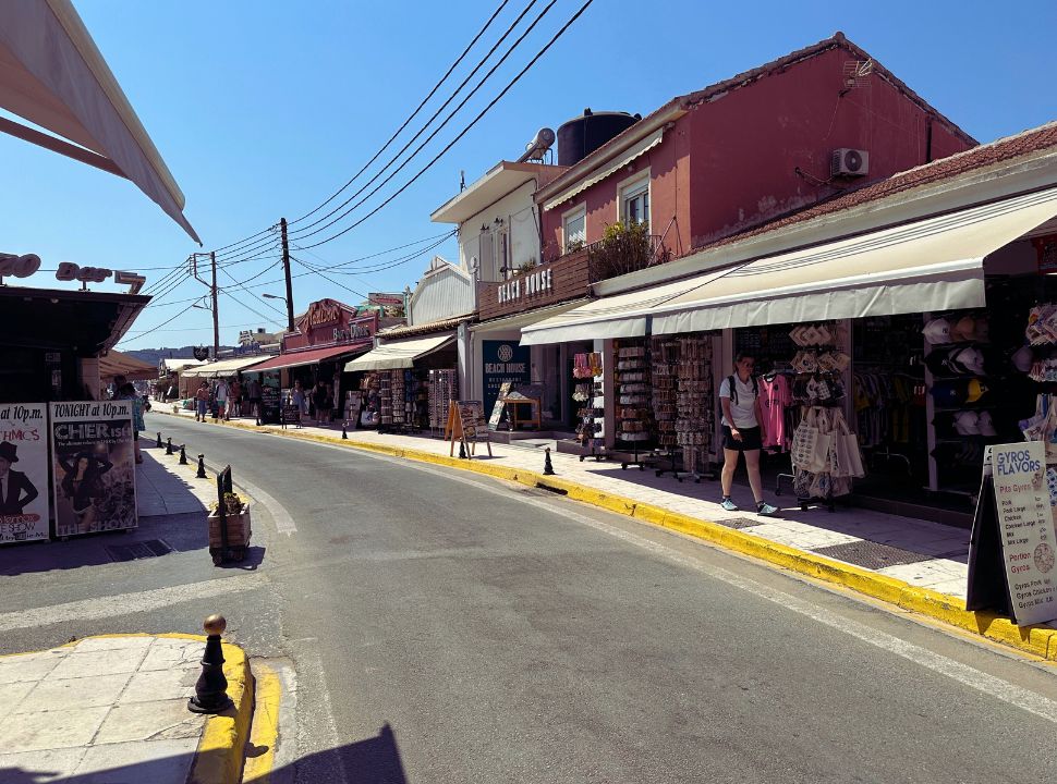 Shops, restaurants and bars along the main street of town