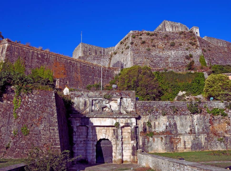 one of the many entrances to the new fortress in corfu town