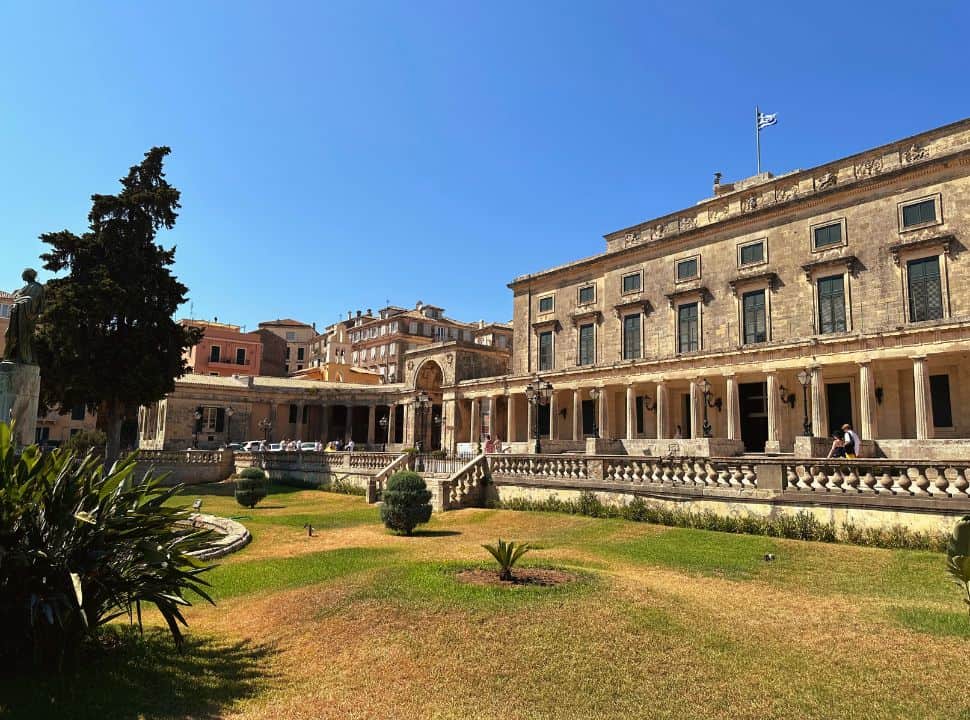 full side view of the Palace of St. Michael and St. George in corfu town