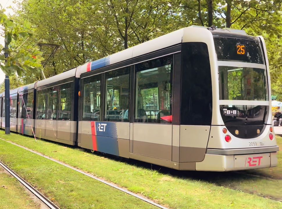 tram number 25 in Rotterdam passing by 