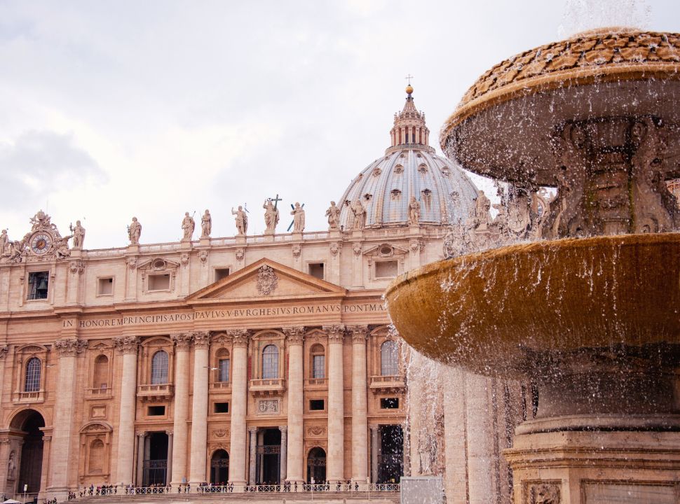 cathedral and fountain in rome italy