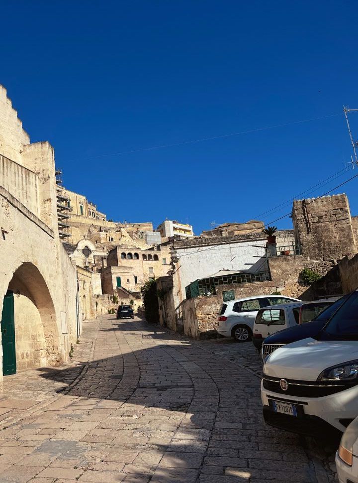 car parked along a small road in matera town