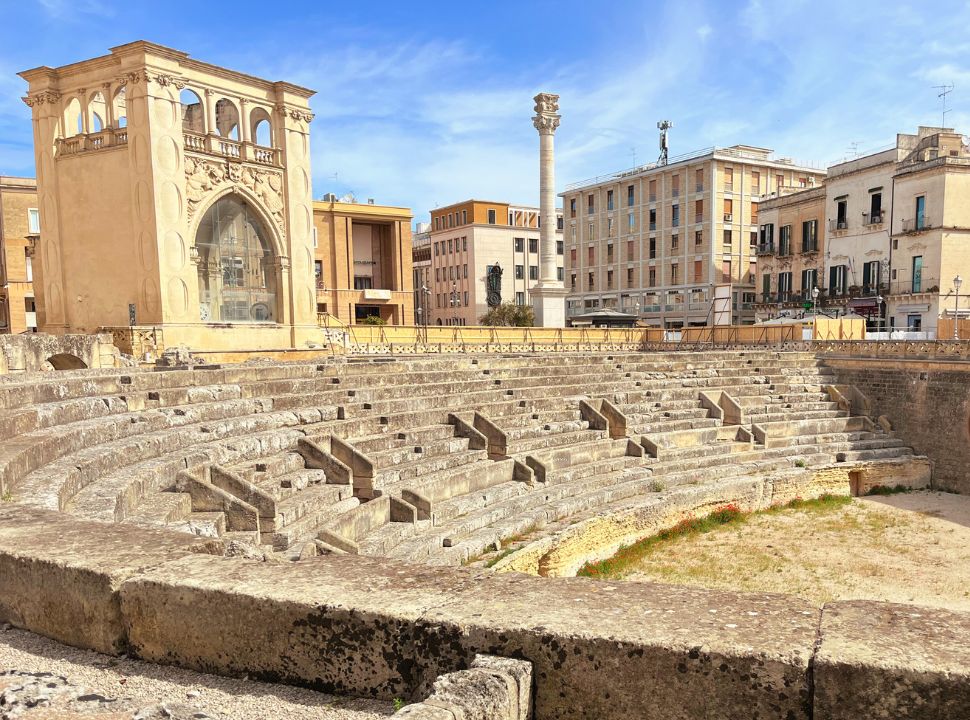 large roman amphitheater in city center of Lecce Puglia