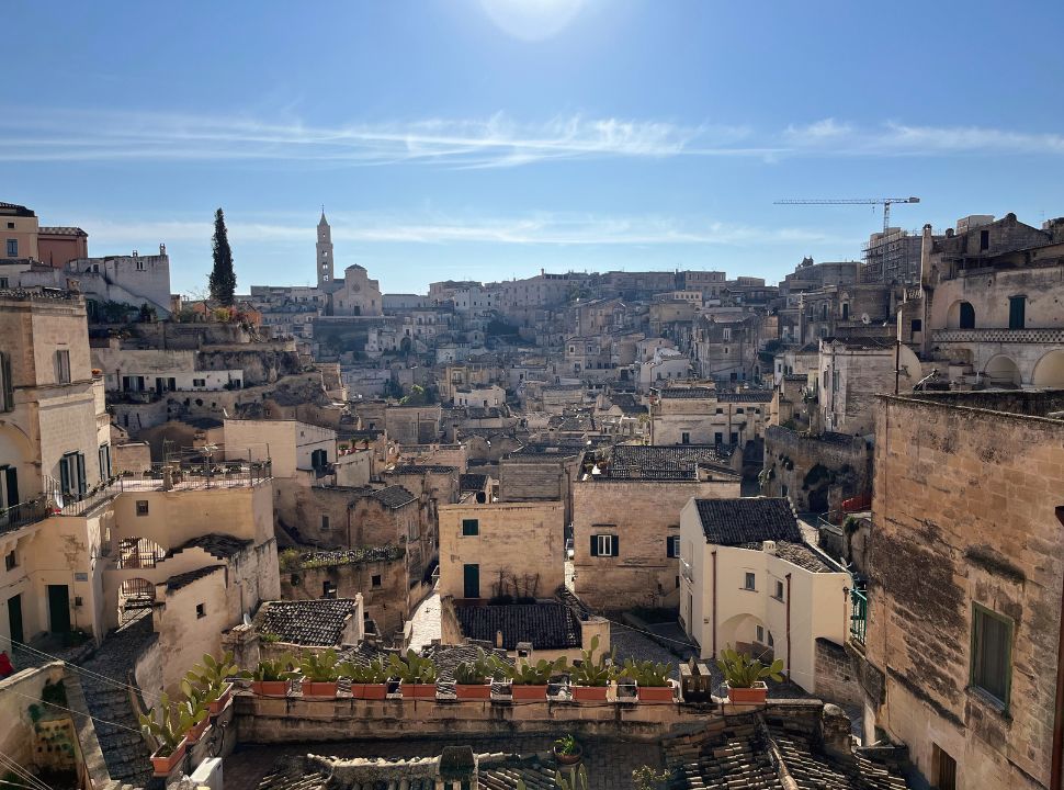 morning sunshine with the view of de Sassi in Matera Puglia