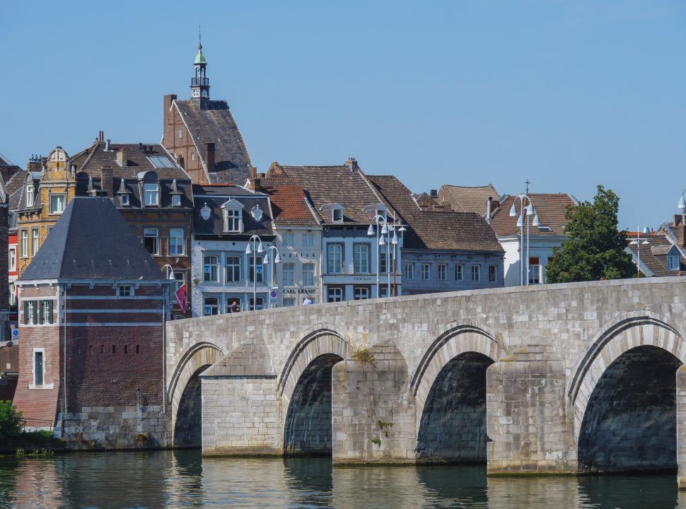 bridge leading to the city of Maastricht in the southern part of the Netherlands