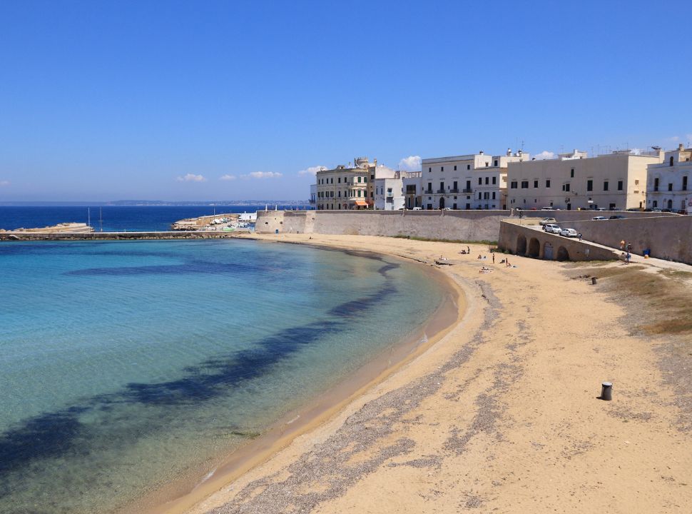 gallipoli town beach, soft sand with calm clear water. 