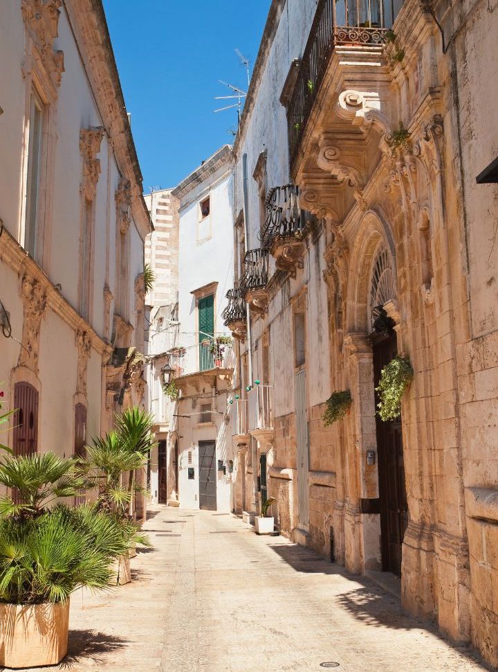 typical narrow streets with old houses in Martina Franca