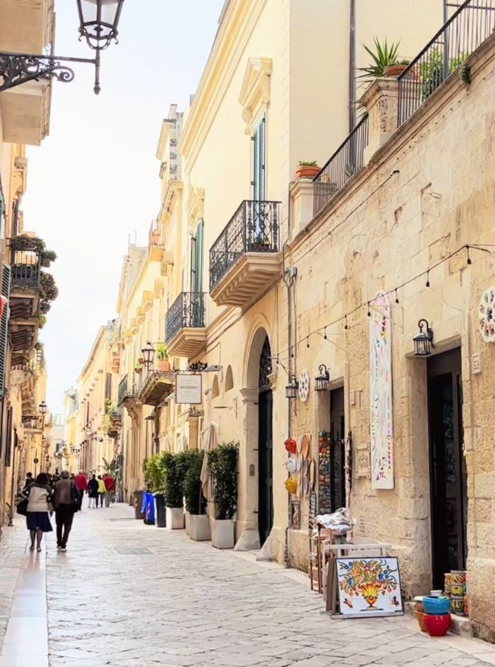 narrow streets and beautiful historic buildings in Lecce Puglia