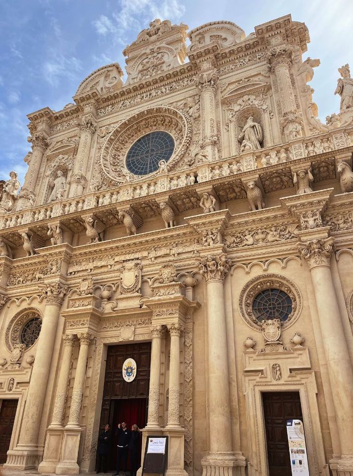 Basilica of Santa Croce in Lecce has beautiful detailed decorations and statues on its facade