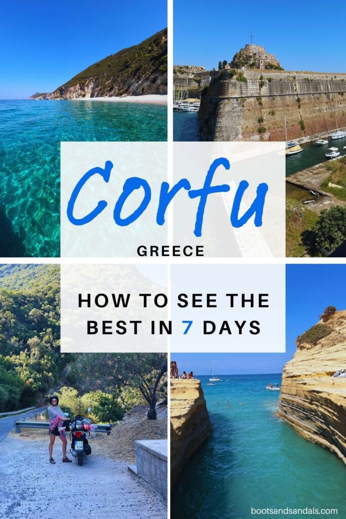 pintrest pin with the text corfu greece how to see the best in 7 days