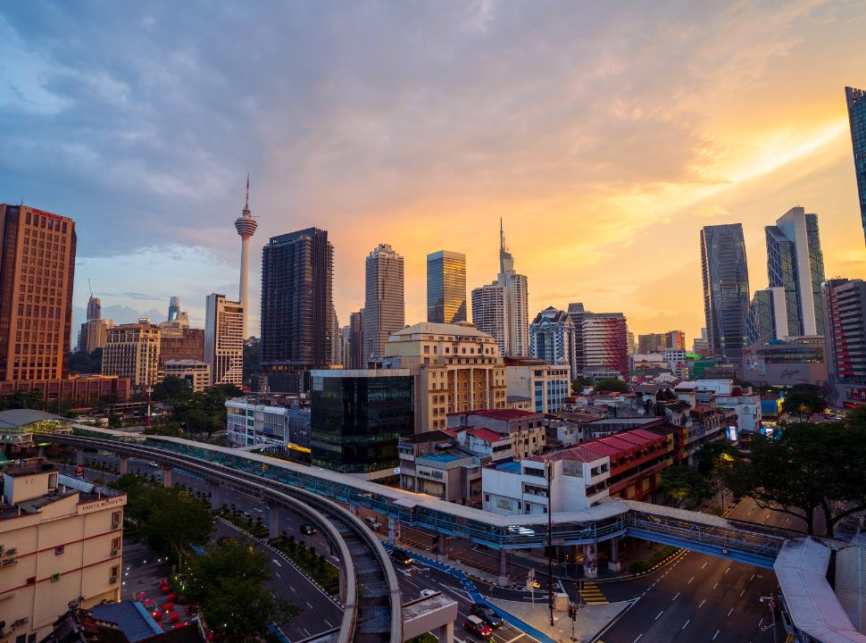 kuala lumpur skyline when the sun sets
