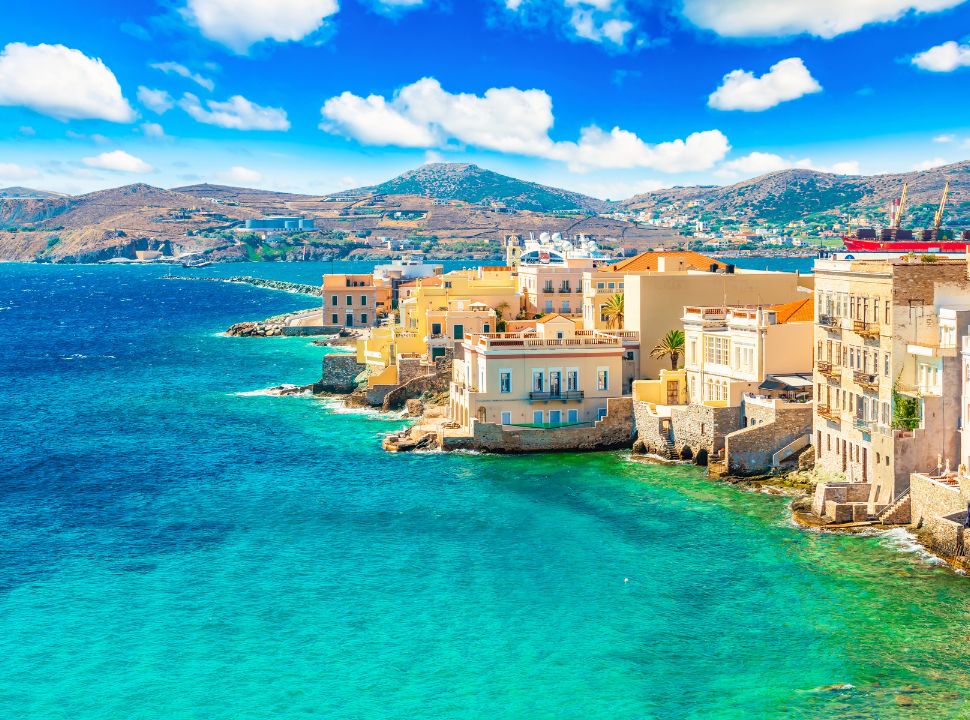 houses on the coast line in Greece