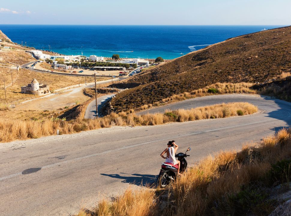 driving. a scooter in greece