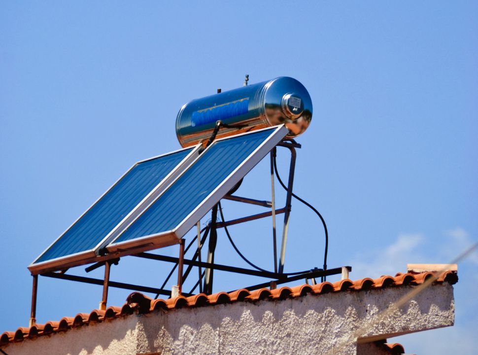 solar heating on top of a greek house