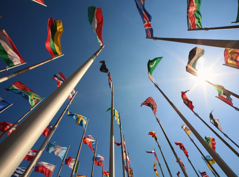 collection of country flags at international school greece