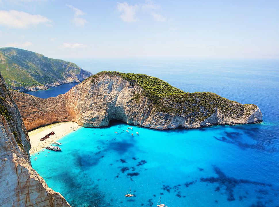 azure blue ocean on the greek coast