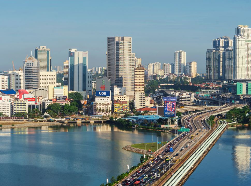 view of the city johor baru with modern high skyscrapers