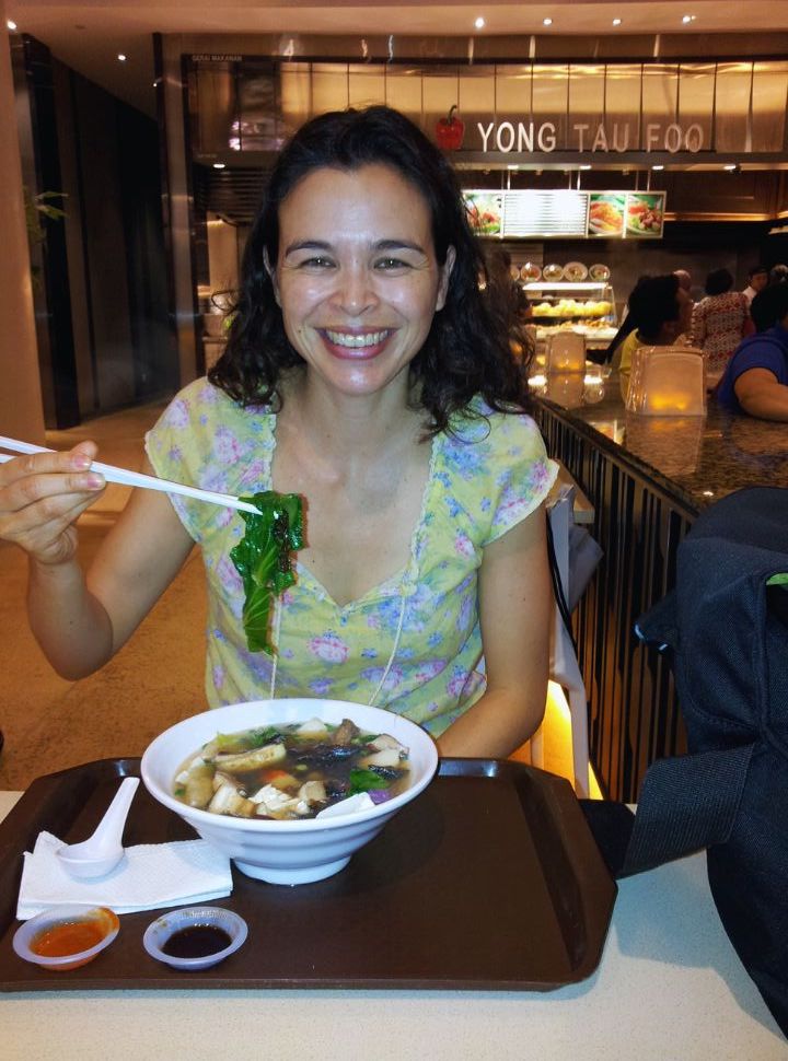 woman ready to east noodle soup in malaysia