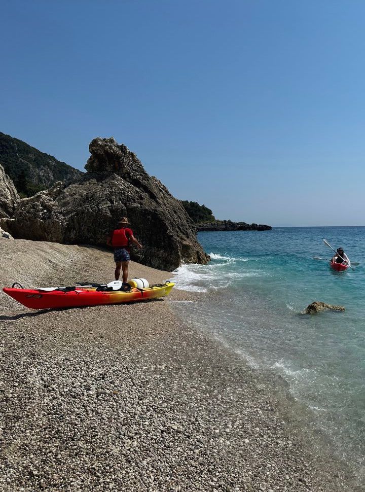 kayaks arriving at the Dhermi Beach Albania