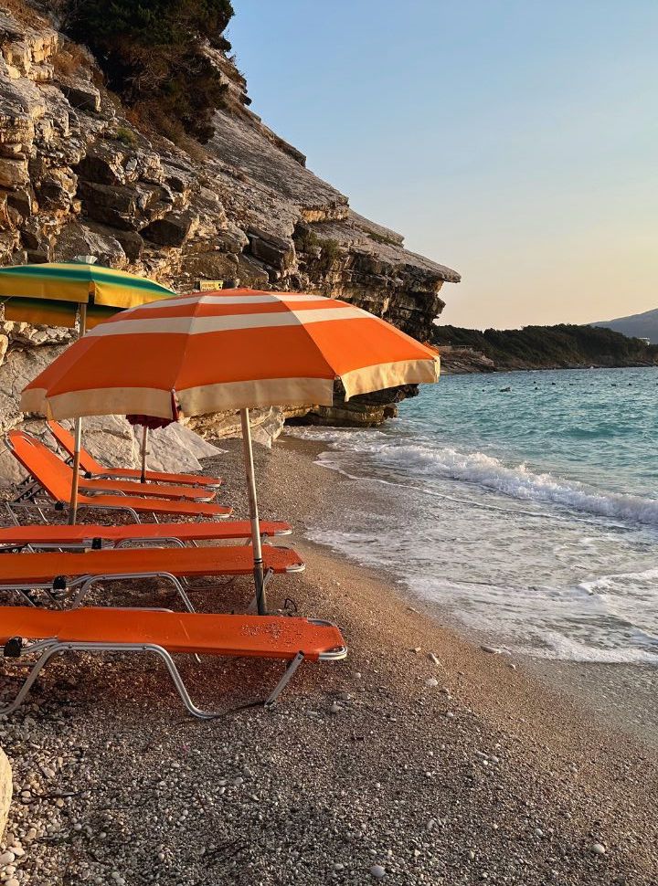 sun loungers at a beach in albania